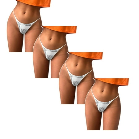 

Womens Underwear Brief Thong Fashion Print Comfortable Low Waist Panties4PC