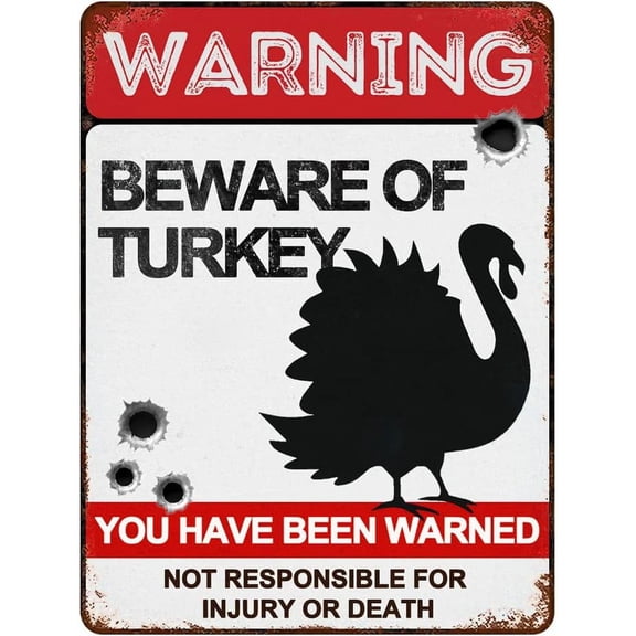 Beware of Turkey Signs 8"x12" Vintage Metal Warning Signs About Turkey Activity Areas for Outdoor Fences Yards Forest Scenic Area