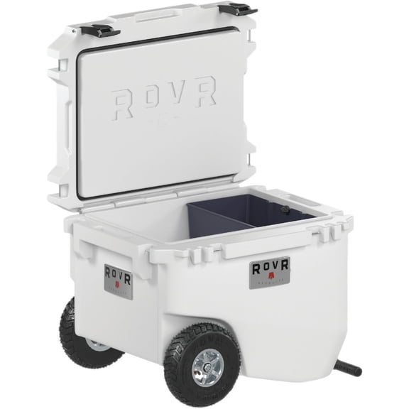 RollR 45 Quart Wheeled Hard Cooler with Tow Handle – Rugged Insulated Cooler Box for Camping, Beach, Tailgating, and Outdoor Adventures (Powder)