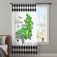 thumbnail image 4 of St. Patrick's Day Sheer Curtains 45 Inches Long, Spring Three Leaf Grass Truck Black Plaid Light Filering Curtains, Breathable Simi Curtain Privacy Drapes for Kitchen Bathroom Small Window Treatment, 4 of 9