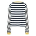 thumbnail image 6 of Ladies Striped Sweatshirts Oversize Round Neck Color Block Pullover Top Loose Casual Drop Shoulder Fall Winter Outfits (M, Blue), 6 of 6