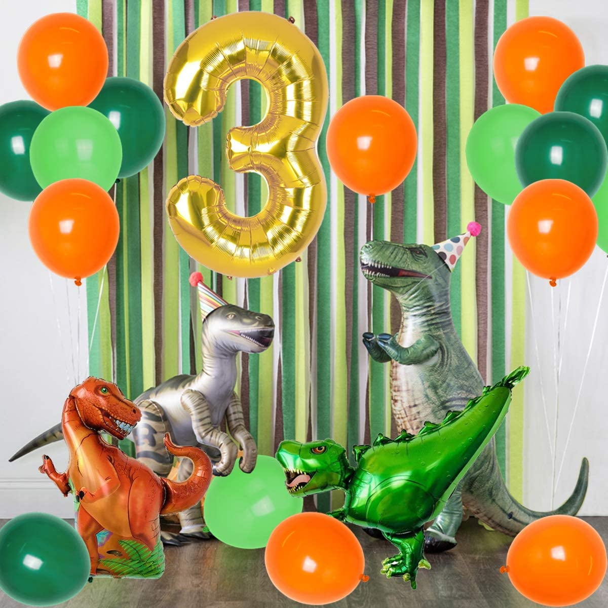 Dinosaur Birthday Decorations for Boy Three Rex Birthday Decorations  Dinosaur Party Supplies 3 Year Old, Three Rex Balloons Dino Cake Topper  Happy Birthday Banner - Walmart.com