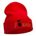 thumbnail image 4 of Finished Celebratory Phrase Embroidered Long Knitted Beanie - Red OSFM, 4 of 5