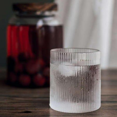 

2 Pcs Creative Clear Glass Coffee Mug Classical Vertical Stripes Glass Tea Cup for Latte Tea Chocolate Juice 300ml