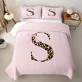 thumbnail image 2 of meiyoeat Chic Leopard Initial S Twin Quilt Set,Coquette Bow Print Monogram Design Twin Coverlet Set For Girl,2pcs, 2 of 7