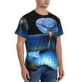 thumbnail image 4 of Yiaed Blue Viper Snake Print Mens Short Sleeve Tight Fit T-Shirt, Crewneck Casual Tee-Small, 4 of 5