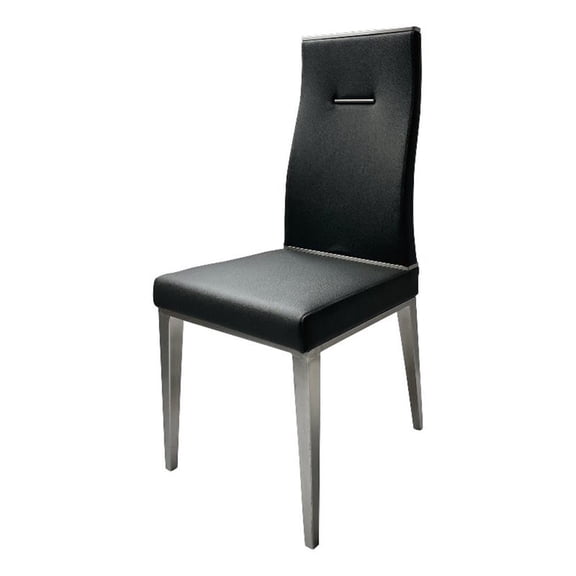 Benjara Bea 20" Dining Chair- Set of 4- Stainless Steel- Faux Leather- Black