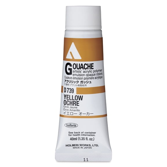 Holbein Acrylic Gouache – Yellow Ochre, 40 ml tube