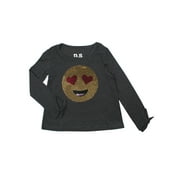 Emoji Love Reversible Flip Sequin Long Tie Sleeve Tee (Little Girls & Big Girls)