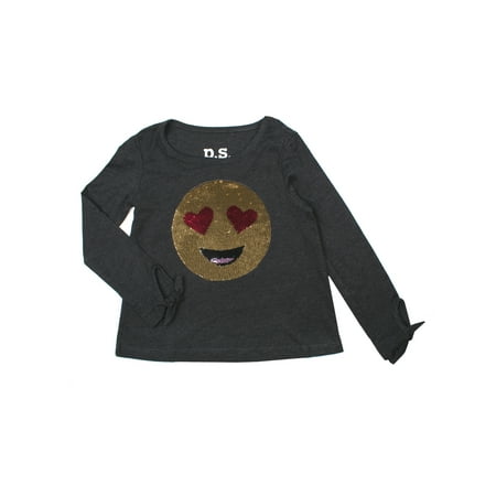 Emoji Love Reversible Flip Sequin Long Tie Sleeve Tee (Little Girls & Big Girls)