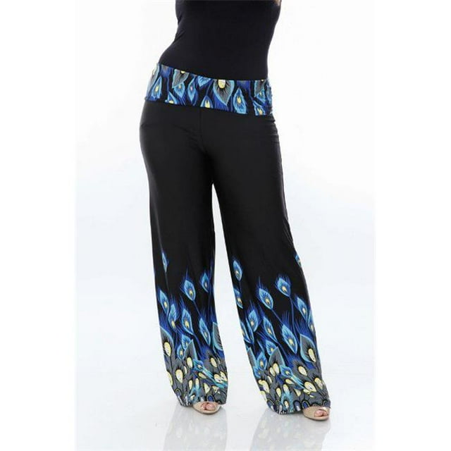 PS550-107-3XL Plus Size Printed Palazzo Pants, 107-Royal Peacock - 3XL