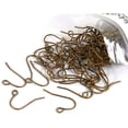 thumbnail image 2 of 100 Antique Copper Plain 22 Gauge Fishhook Hook Earwire Earring Findings with Loop & Rustic Antiqued Finish, 2 of 2