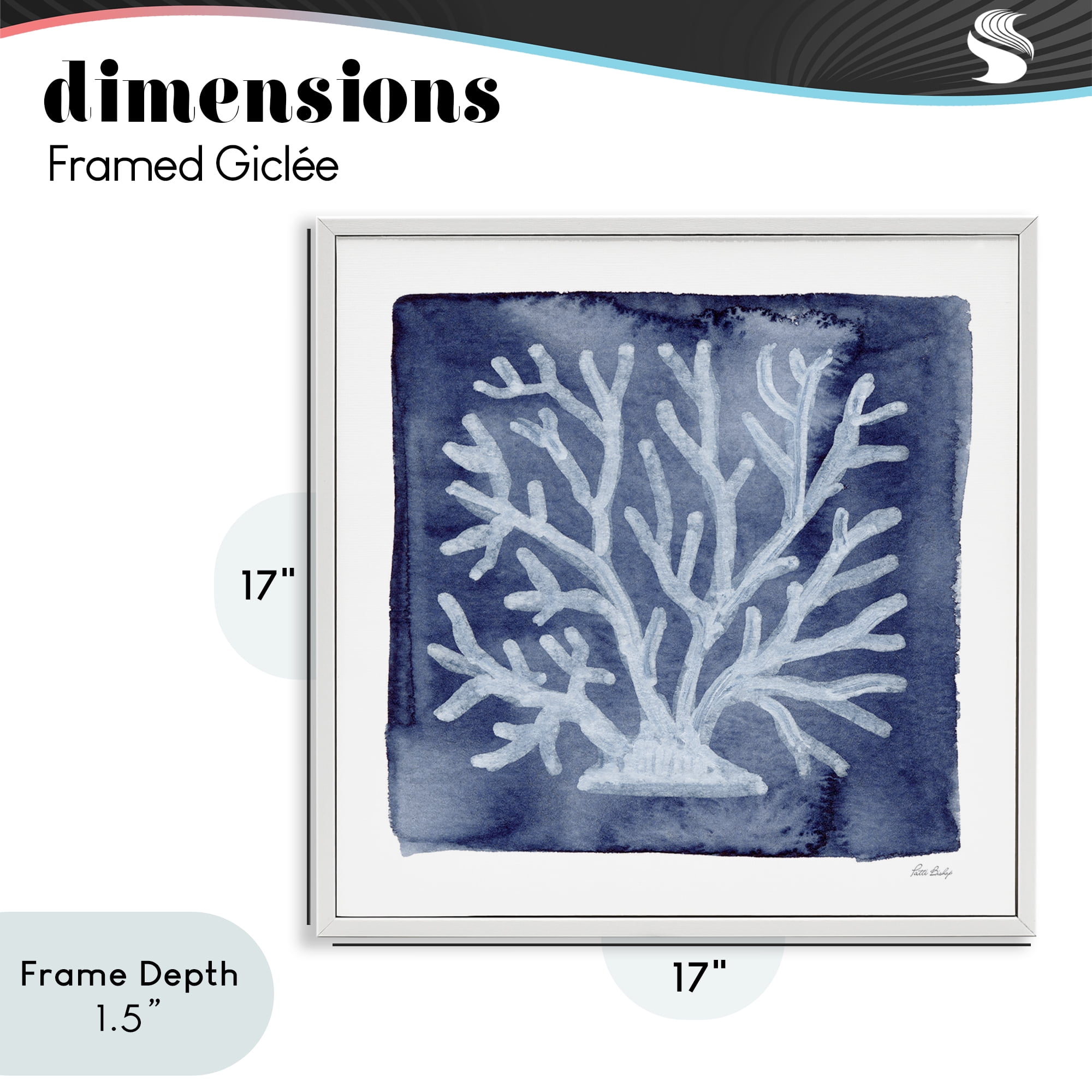 Stupell Industries White Coral on Indigo White Framed Giclee Art, design by Patti Bishop