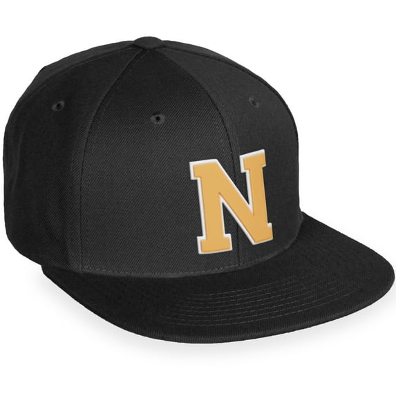 Daxton Classic Snapback White Neon Orange A to Z Letters Flat Bill Visor Cap-Black Hat, Letter N