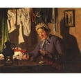 thumbnail image 2 of Wenzel Tornøe 18x15 Gold Ornate Wood Frame and Double Matted Museum Art Print Titled - From a Sewing Room (1885), 2 of 4