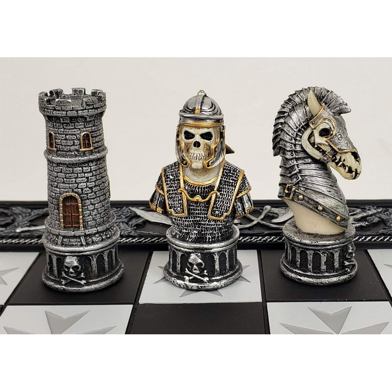 Medieval Times Skull Busts Gothic Fantasy Knights Chess Set 17