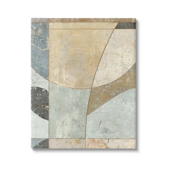 Neutral Tones Curved Shapes Abstract Painting Gallery Wrapped Canvas Print Wall Art