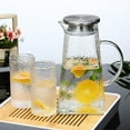 thumbnail image 2 of Hammer Pattern Glass Pitcher, 1.6L/56oz Clear Glass Pitcher with Stainless Steels Lid and Spout, Glass Water Pitcher for Iced Tea Beverage Juice Lemonade, 2 of 8