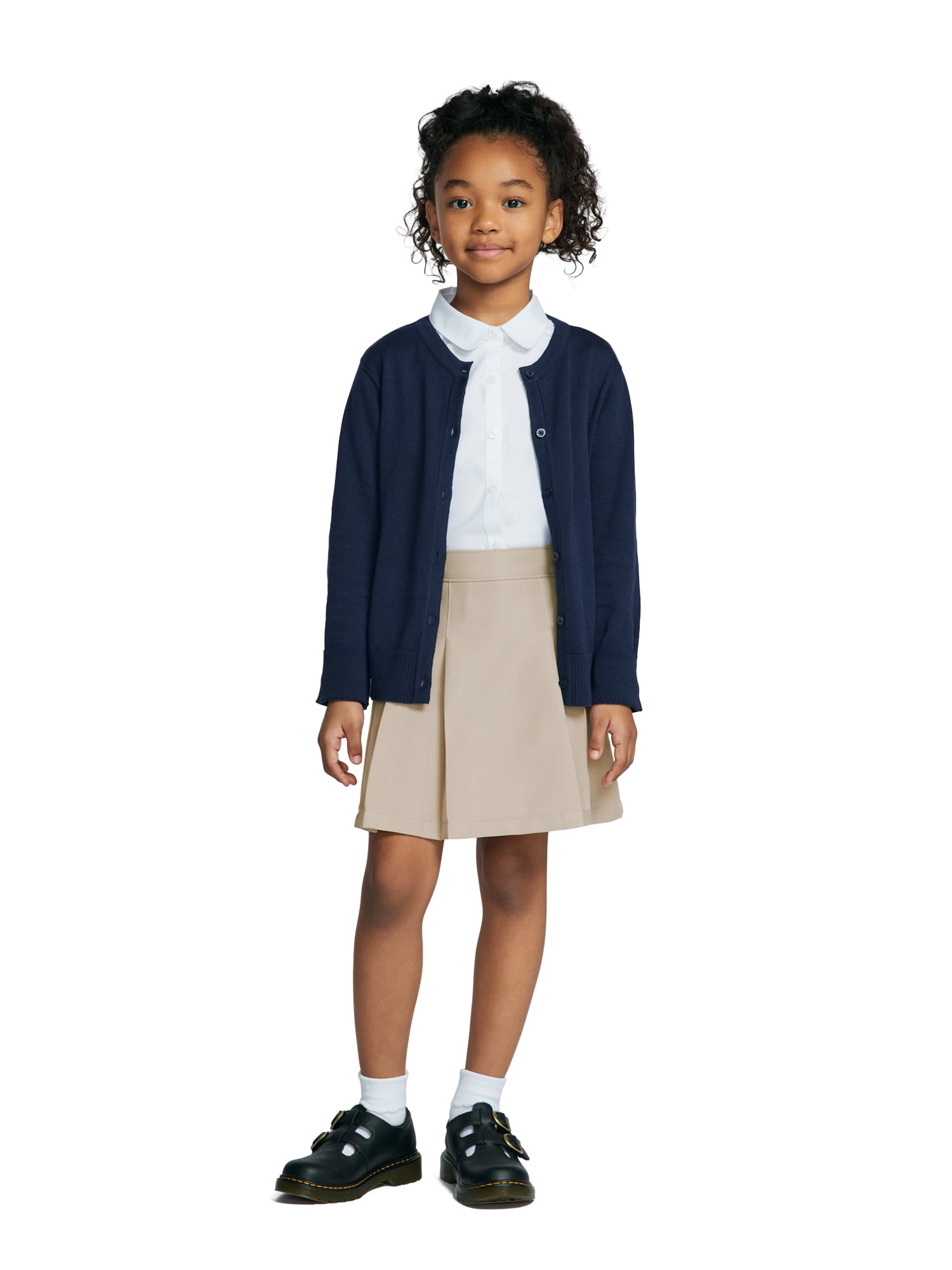 Wonder Nation Girls School Uniform Poplin Button-Up Blouse, Sizes 4-18