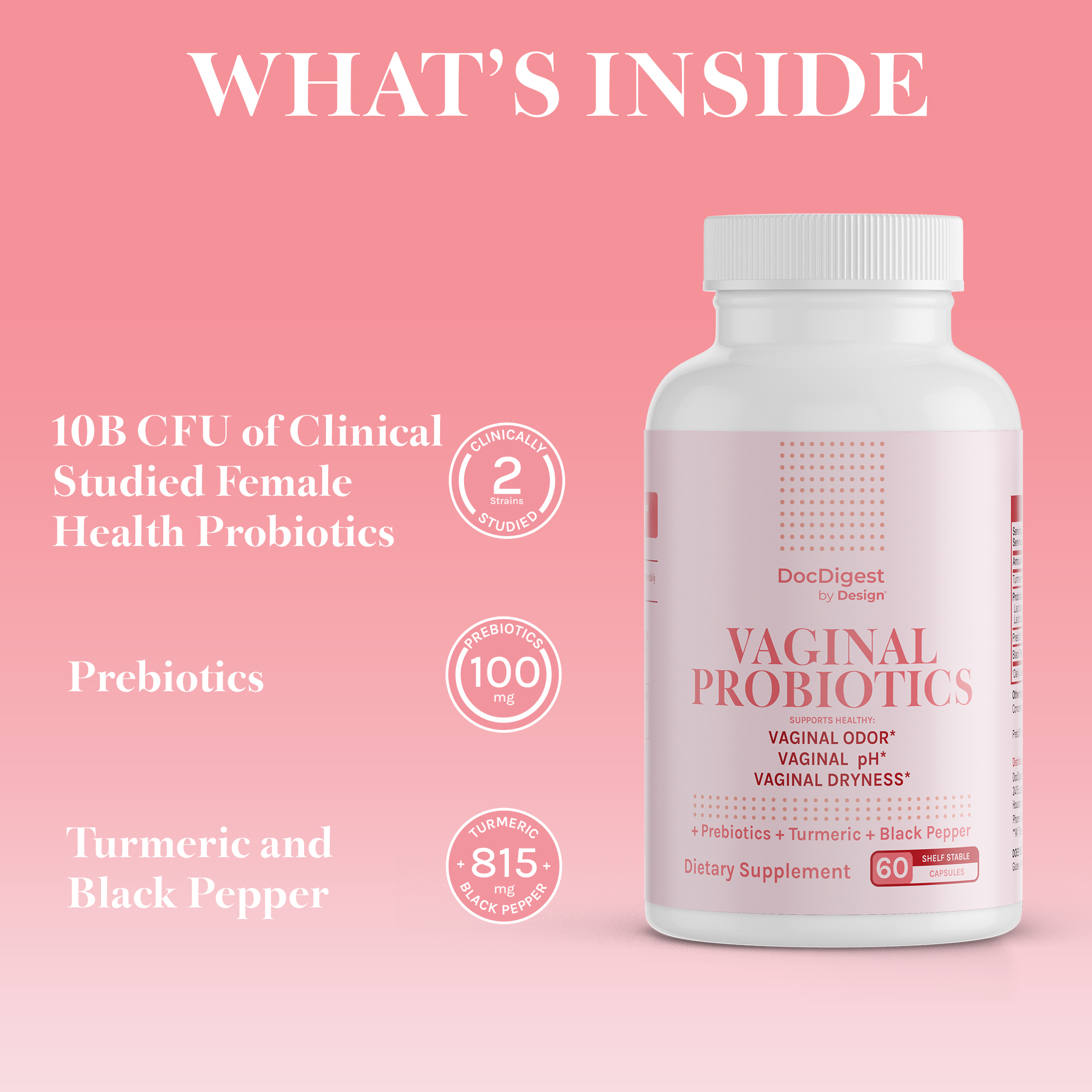 Vaginal Probiotics-Vaginal Odor & Dryness Treatment Probiotic- Women once Daily Capsules- DocDigest by Design