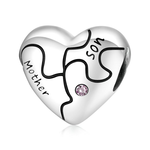 BISAER 925 Sterling Silver Heart Series Charm Bead Colorful Zircon Pendant Fit Family Mother's Day Birthday Bracelet DIY JewelryChina Gao Jinjia LED