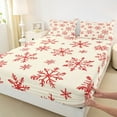thumbnail image 3 of Feelyou Snowflake Print Twin Sheet Sets, Happy Christmas Twin Fitted Sheet, Winter Festival Flat Sheet, Ultra Soft Home Decor,3-Piece, 3 of 7