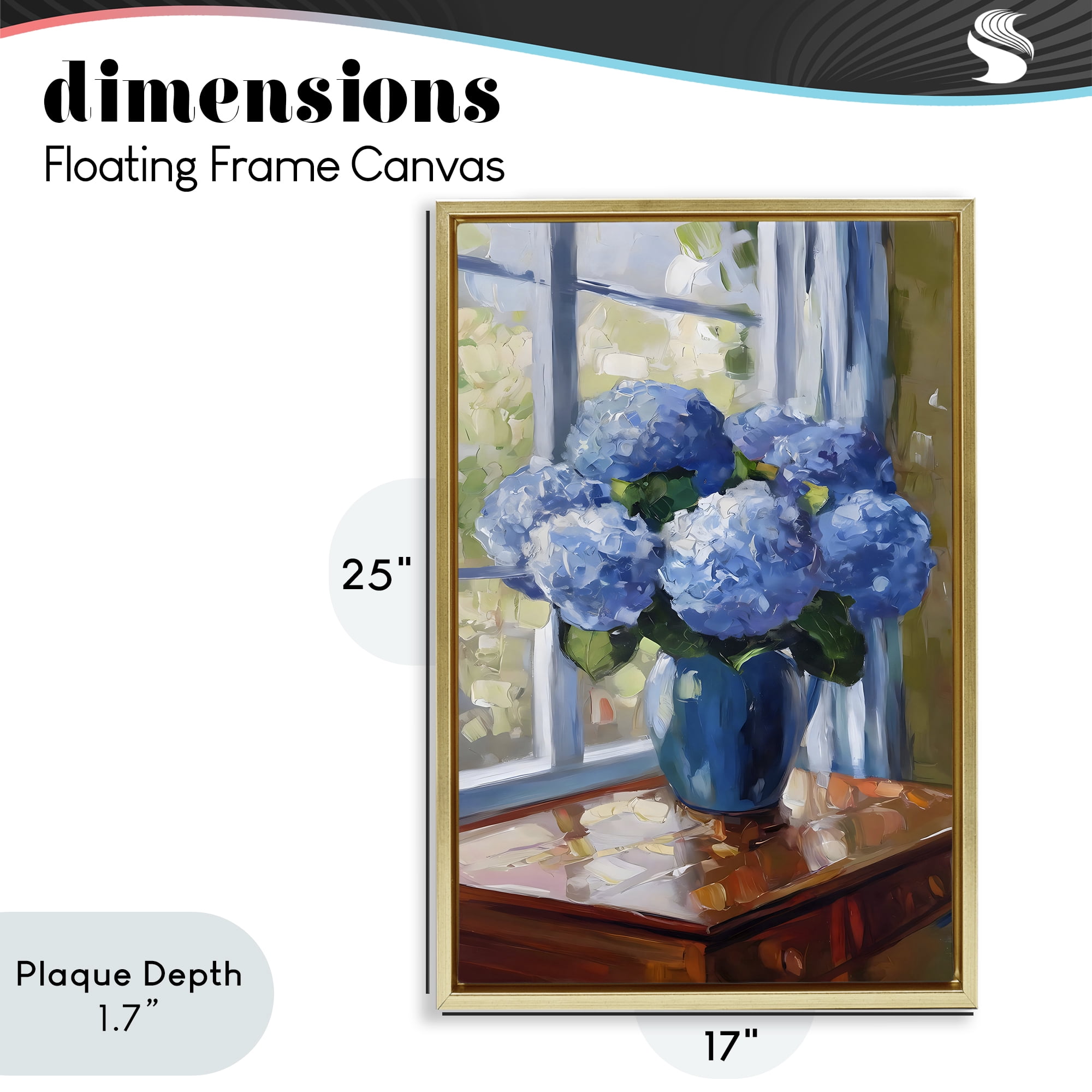 Stupell Industries Winter Hydrangeas by Window Gold Framed Floater Canvas Wall Art, design by Creative Studio