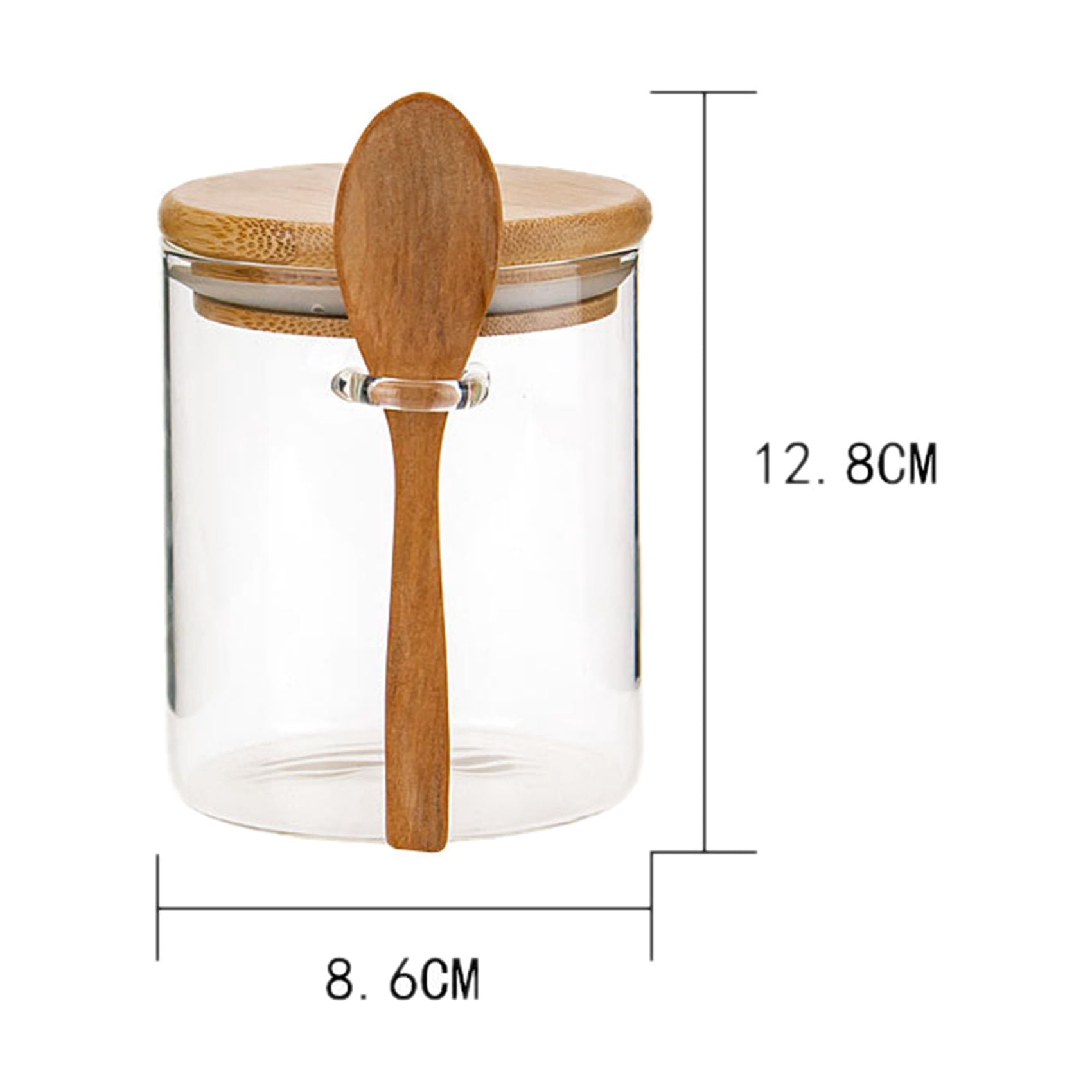 3X Glass Food Airtight Canister Lid Storage Tank Jar Food Container with Wooden Spoon