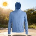 thumbnail image 5 of Men's Lightweight Full-Zip Hooded Sun Protection Shirt UPF 50+ Quick Dry Athletic Jacket with Thumb Holes - Breathable UV Outdoor Running Fishing Hiking Top Sky Blue XXL, 5 of 8