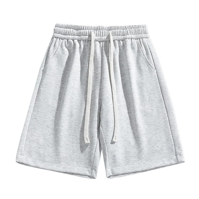 Plebaso Men's Elastic Waist Drawstring Casual Shorts Loose Solid Color Mens Summer Shorts with Pockets