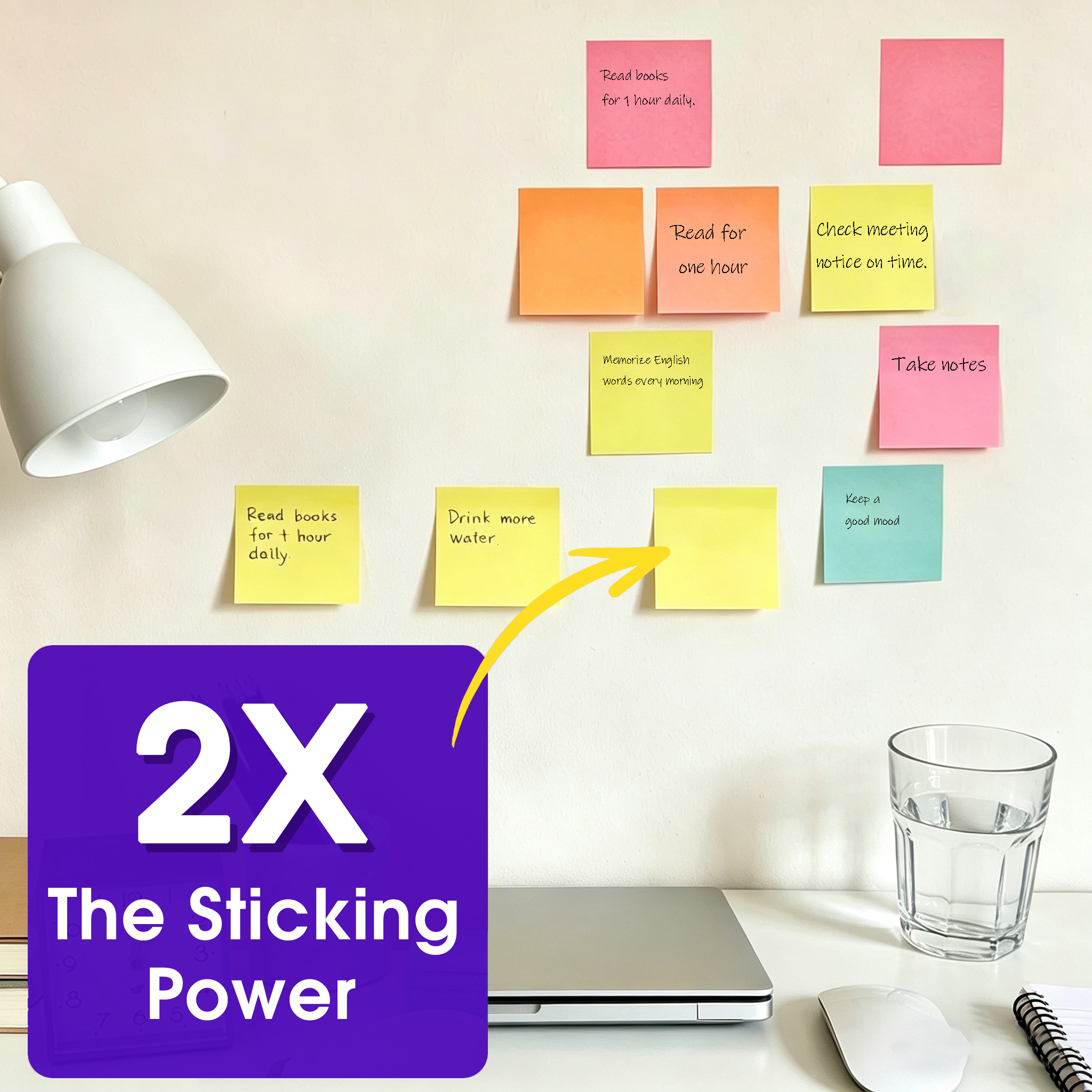 GARITIN Sticky Note Pads 16 Pack, 3" x 3", 800 Sheets photo 3