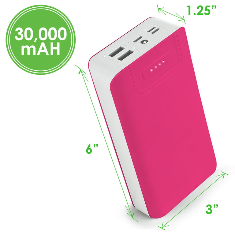 Aduro Power Bank 30,000mAh Battery Pack with Dual USB LED