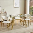 thumbnail image 2 of Gold Modern Rectangular Glass Dining Table for 6, Tempered Glass Top with Sturdy Metal Legs, Kitchen Dining Room Table for Home Office, 2 of 10