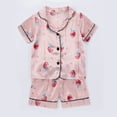 thumbnail image 2 of Ruyang Boys Girls Satin Shirts Set Classic Silk Short Sleeve Tshirt Bbutton Down Top Tees+Shorts Casual Summer Outfits, 2 of 4