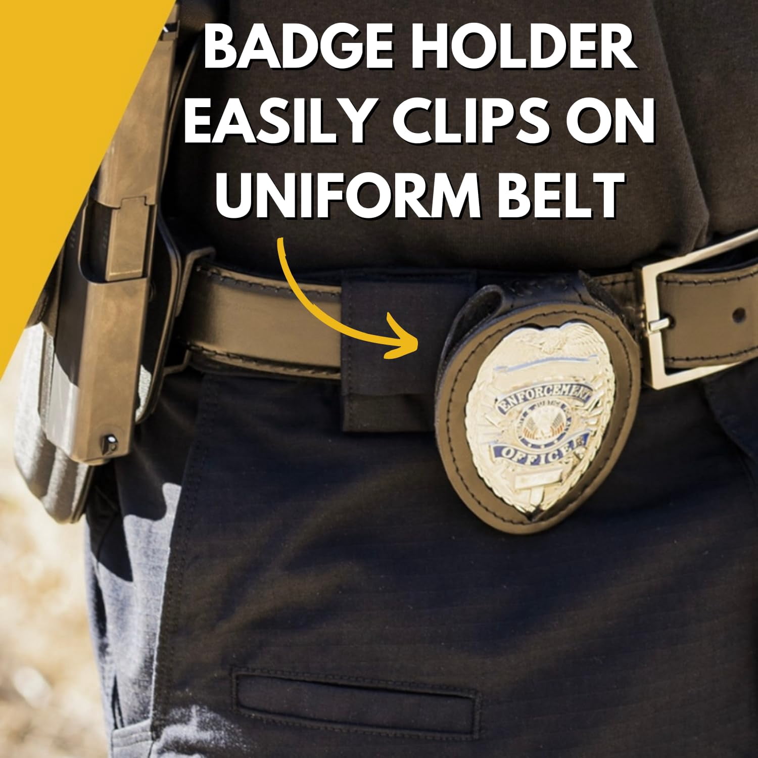 Hero's Pride Deluxe Teardrop Badge Holder with Recessed Cutout – Oval Traditional, Leather