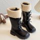 thumbnail image 4 of Zapatos de niñas,Botas niñas,Bota de montar con cremallera de invierno de cuero falso tamaño 13 niñas, 4 of 6