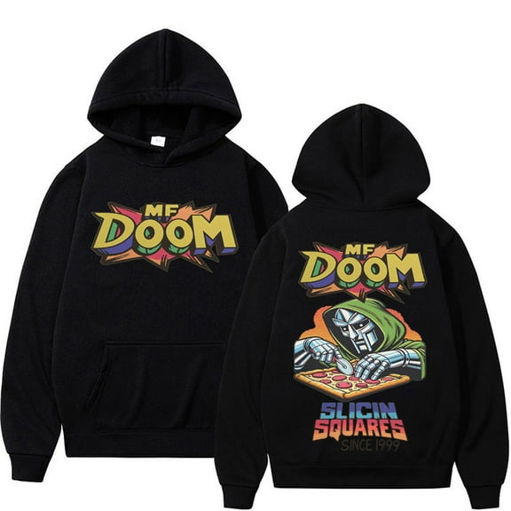MF DOOM Comic Graphic Hoodie - Washed Vintage Fleece Lined Unisex Hip Hop Casual Pullover