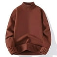 thumbnail image 2 of Men Turtleneck Long Sleeve Sweater High Neck Top Casual Loose Fit Lightweight Knit Roll Neck Pullover Sweaters for Men Solid Basic Soft Comfortable Fall Winter Sweaters, Brown (X-Large), 2 of 3