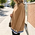 thumbnail image 4 of Hearthz Fake Two Piece Pullover Sweatshirts for Women Long Sleeve Striped Cuff Layered Women's Crewneck Sweatshirts Fall Winter Warm Women's Pullover Sweaters, 4 of 5