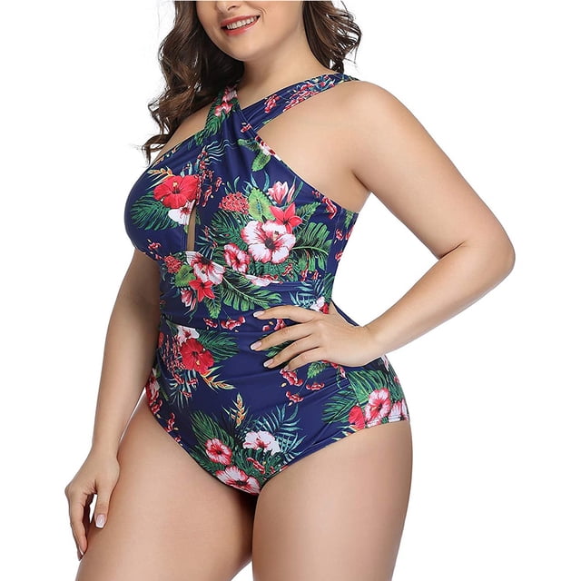 Trajes de baño de una pieza de talla grande con cruz frontal para mujer Trajes de baño con control de barriga MFZFUKR HMHZ263-2