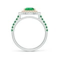 thumbnail image 2 of ANGARA Natural Pear-Shaped Emerald Two Tone Ring with Double Halo in 14K White & Rose Gold for Women (Size-8x6mm) | May Birthstone, Anniversary, Jewelry Gift for Women | Natural Emerald Ring, 2 of 10