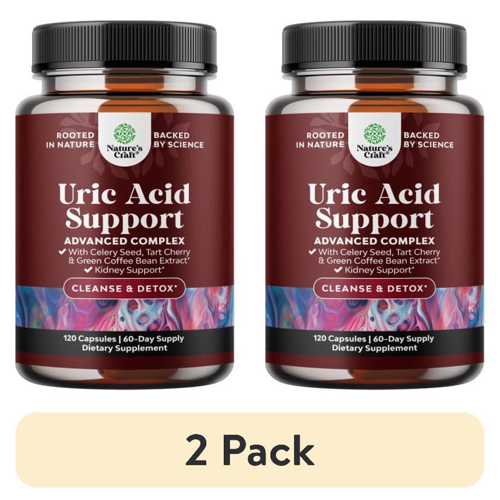 (2 pack) Natures Craft Uric Acid Cleanse and Detox Capsules with Tart Cherry and Celery Seed, 60 Count