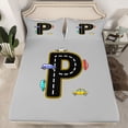 thumbnail image 2 of Manfei Letter P Monogrammed Queen Sheet Set (4-Piece) Racing Car Gray Black Decor For Boys, 2 of 7