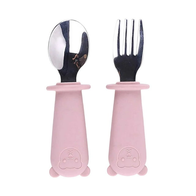 Liyamei Stainless Steel Fork Spoon Set With Silicone Handle Durable Tableware For Kitchen Dining Camping Travel Picnic BBQ Party