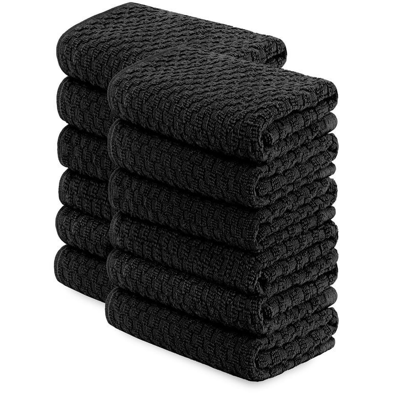 12X12In 6PacK Black Dish Kitchen Cotton Towels Pack Absorbent100