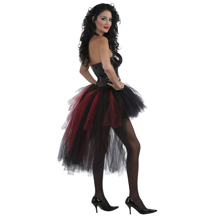 Woman's Vampiress Burlesque Tutu, Black/Red, One Size Costume, Costume features a Tutu Skirt that is short in the front with a bustle in the back By Forum