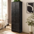 thumbnail image 3 of Leumius 72.4" Tall Storage Cabinet Tall Storage Cabinet with 8 Doors and 4 Shelves ,Bookshelf for Living Room, Kitchen, Dining Room, Office Black, 3 of 9