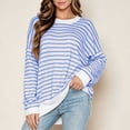 thumbnail image 2 of Levmjia Women's Striped Long Sleeve Sweater Crewneck Drop Shoulder Loose Fit Casual Pullover Top for Fall Winter, 2 of 6