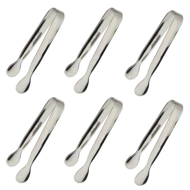 6 unidades de mini pinzas para hielo de acero inoxidable de 10,8 cm; pinzas de servicio pequeñas para aperitivos, meriendas, postres y cafeterías