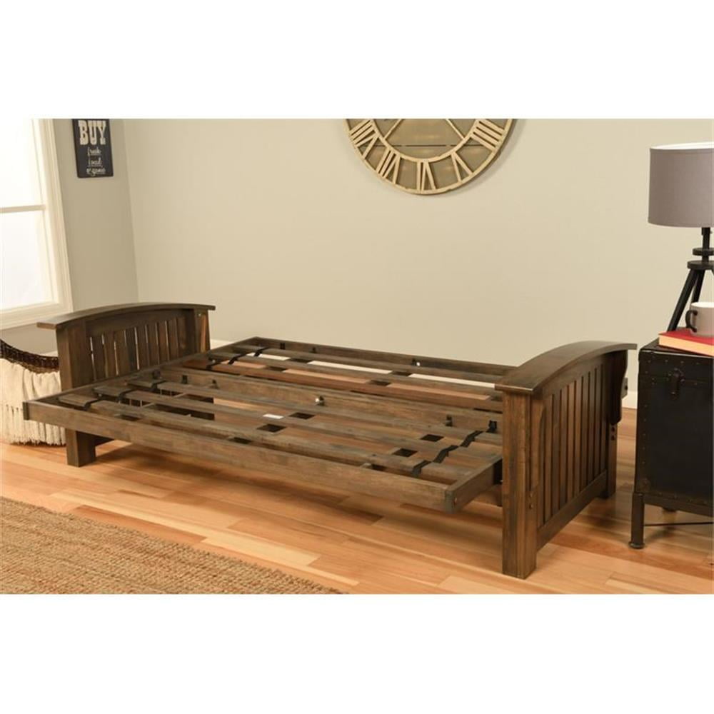 Kodiak Furniture Washington Queen-size Wood Futon with Linen Aqua Blue Mattress